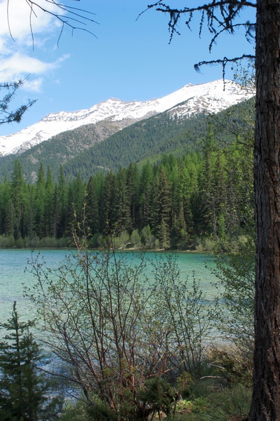 Beautiful view of the Swan range mountains east of Clearwater Lake in the Lolo National Forest at trails end.