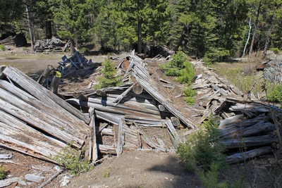 Collapsed structure in the main part of Coloma (ghost town)