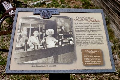 Sign in front of Dahl's Saloon often called 'The Joint'  (now the Visitor's Center) built in 1938 by Ole Dahl.  The saloon operated until the mid-1960s.