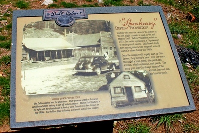 Sign in front of the remodeled home of Ole and Marion Dahl.  Before 1933, it was a 'Speakeasy'.  Marion Dahl, who lived here through the mid-1960s, holds a place in history as the last full-time resident of Garnet.