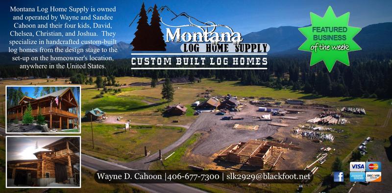 Montana Log Home Supply - Featured Business of the Week (week ending March 24, 2018). Specializing in handcrafted custom-built log homes from the design stage to the set-up on the homeowner's location anywhere in the United States.