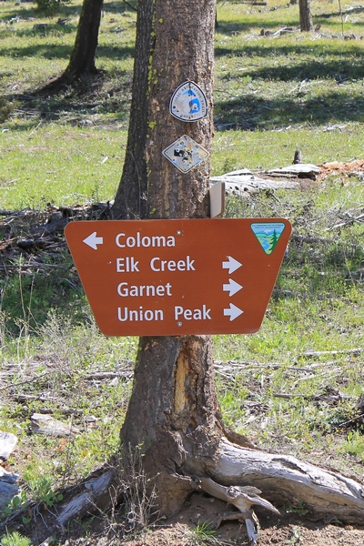 Sign to Coloma (ghost town) in the Garnet range of western Montana