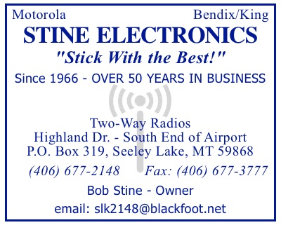 Stine Electronics, Two-Way Radios, Motorola, Bendix-King, Highland Drive, Seeley Lake, MT