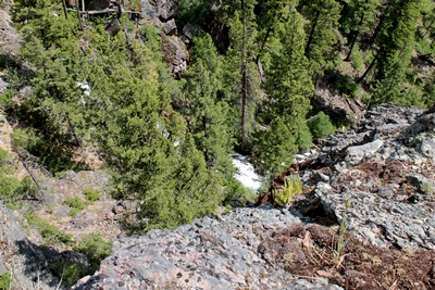 View of the Falls Creek falls cascading down the mountain from about the 5000' elevation.  Distances in the pictures appear closer than reality.