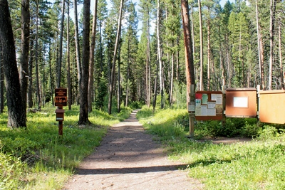 Trailhead of the Monture Creek Trail in Powell County western Montana north of Ovando