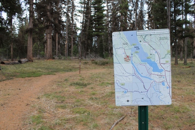 Map Sign at The Seth Diamond Interpretive Trail Trailhead north of Seeley Lake Campground on Boyscout Road